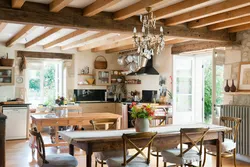Кухня гостиная в деревенском стиле дизайн