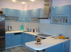 Blue beige kitchen photo