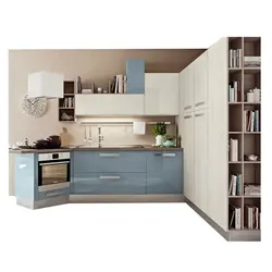 Blue beige kitchen photo