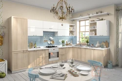 Blue beige kitchen photo