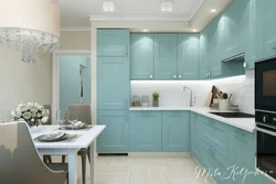 Blue beige kitchen photo