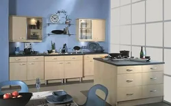 Blue Beige Kitchen Photo