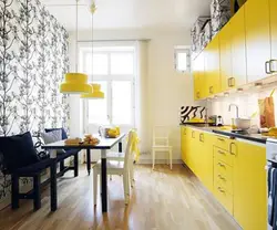 Kitchen Design With Wallpaper And Furniture