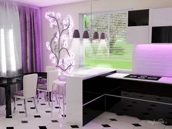 Kitchen Design With Wallpaper And Furniture