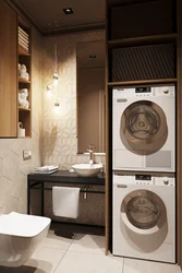 Bath Design With Washing Machine In The Closet
