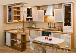 Corner kitchen design with table