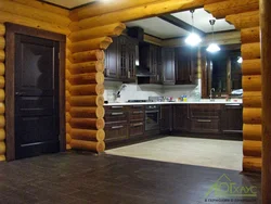 Photo Of A Kitchen Made Of Rounded Logs