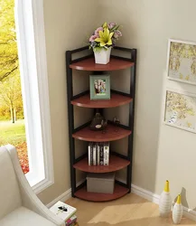 Design of corner shelves in the kitchen photo