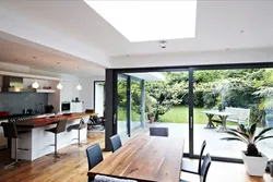 Kitchens living rooms with stained glass windows photo