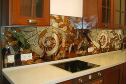 Stained glass window in the kitchen interior photo
