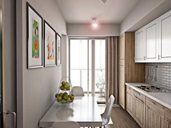 Kitchen design 8 m2 with access to the balcony