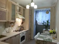 Kitchen design 8 m2 with access to the balcony