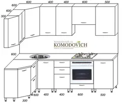 Дызайн кухні схема з памерамі