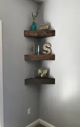 Photo wall shelves in the hallway