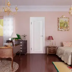 Interior of a bright bedroom door photo