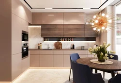 Combination of cappuccino with other colors in the kitchen interior