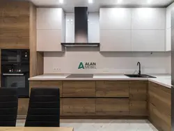 Combined White Kitchen With Wood Photo