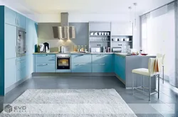 Kitchen design with gray linoleum