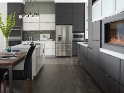 Kitchen design with gray linoleum
