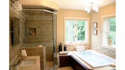 Bathroom with shower in the house with window design