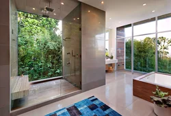 Bathroom With Shower In The House With Window Design