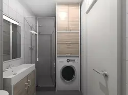 Bathroom Design With Toilet And Washing Machine And Shower