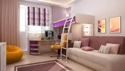 Дизайн комнаты с зонированием на гостиную и детскую в одной