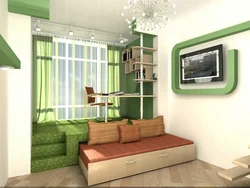 Room Design With Zoning For Living Room And Children'S Room In One