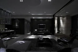 Дизайн интерьера черная гостиная
