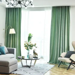 Зеленые шторы гостиная дизайн фото