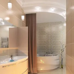 Фото ванных комнат совмещенных с угловой ванной