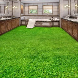 Kitchen interior green floor