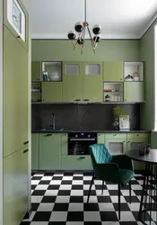 Kitchen interior green floor