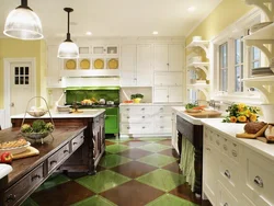Интерьер кухни пол зеленый