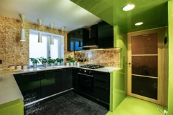 Kitchen interior green floor