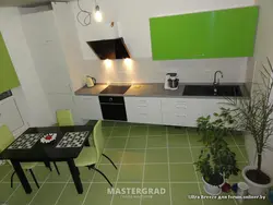 Интерьер кухни пол зеленый