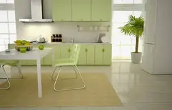 Kitchen interior green floor
