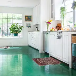 Kitchen interior green floor