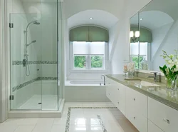 Bathroom design with window and shower photo