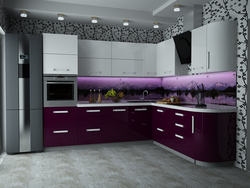 Corner kitchen purple and white photo