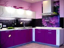 Corner kitchen purple and white photo