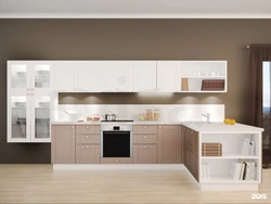 Latte-colored kitchen in the interior