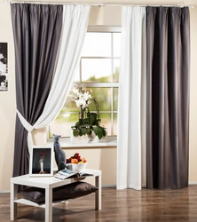 Curtains for the bedroom in a modern style, two-tone for the windows photo