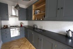 Gray Kitchen With Wood-Look Countertop Photo