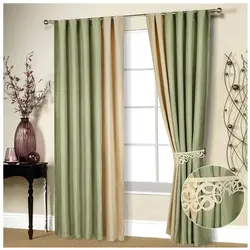 Curtains for the living room green photo in the interior