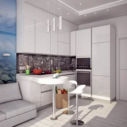 Corner kitchen design in studio