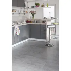 Gray Tiles In The Kitchen On The Floor Photo In The Interior