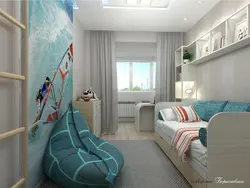 Bedroom design with a balcony for a boy