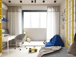 Дизайн спальни с балконом для мальчика