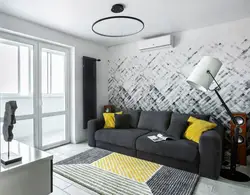 How to combine gray wallpaper in the living room interior photo